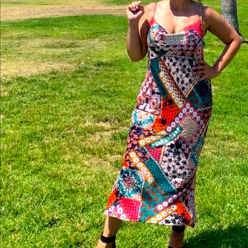 Printed Bias Slip Dress